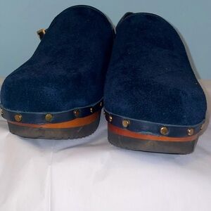 M. Gemi Navy Blue Suede Clogs